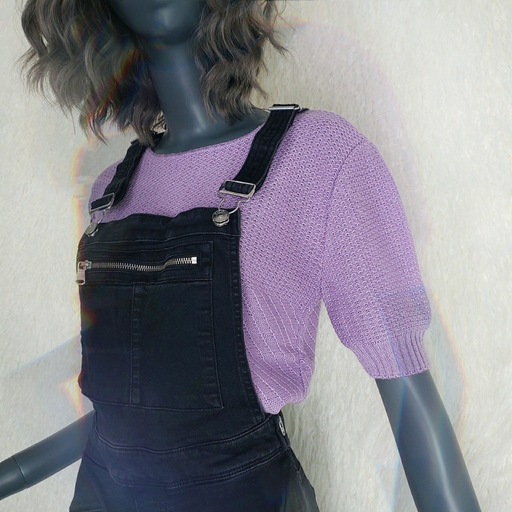 Vintage 80s Lavender Knit Puff Sleeve Sweater